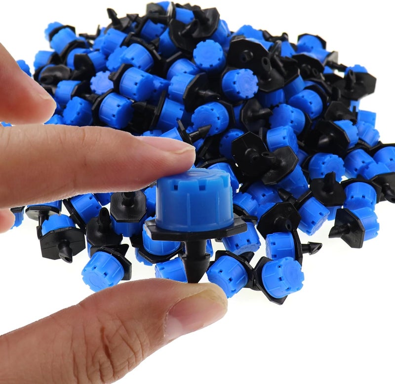 Nihfien 200 Pcs Adjustable Irrigation Drippers Sprinklers, Universal 1/4" Irrigation Micro Drip Emitters 8-Hole 360 Degree Watering Sprinkler for 4mm/7mm Garden Tube Watering System(Blue) - Image 3